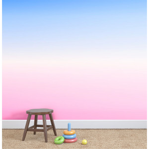 Papel De Parede Degrade Ele também brinca com texturas para conseguir a quantidade ideal de contraste. painel degrade rosa e azul blockout