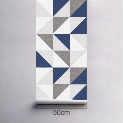 SALDÃO 3 Rolos na medida de 50cm x 200cm - Modelo Tantum Cimento Azul Escuro COM laminação protetora brilhante - Blockout CAIXA CX1D003