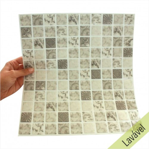 Placa de Pastilha Adesiva Resinada Antique Cinza - 28,5cm x 31cm