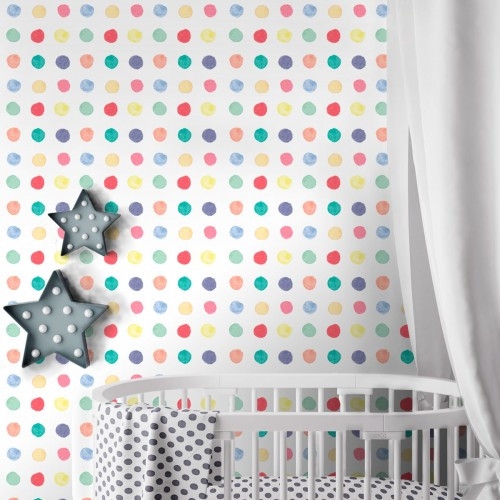 Papel de Parede Bolinhas Dots Aquarelado