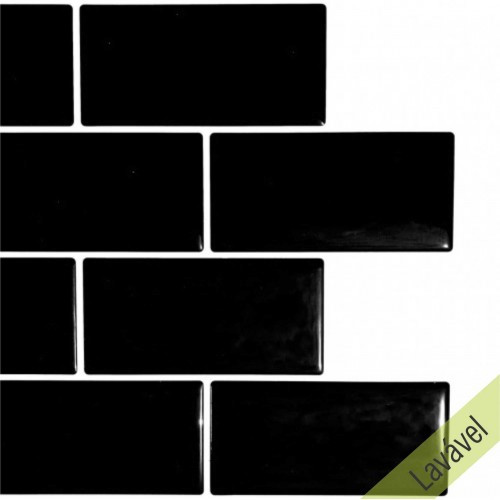 Placa de Pastilha Adesiva Resinada Metrô Black - 26cm x 32,5cm