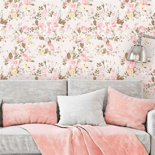 Papel de Parede Floral Salmão