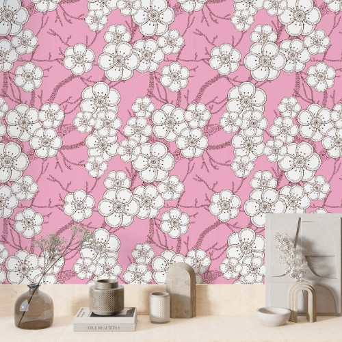 Papel de Parede Floral Blossom Rosa