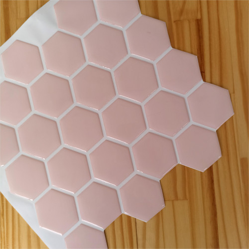 Placa de Pastilha Adesiva Resinada Hexagonal Rose - 30cm x 30cm