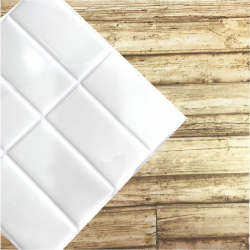 Placa de Pastilha Adesiva Resinada Linear Branco - 30cm x 30cm