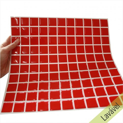 Placa de Pastilha Adesiva Resinada Vermelha - 28,5cm x 31cm