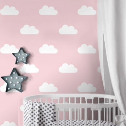 Papel de Parede Infantil Nuvens Fundo Rosa