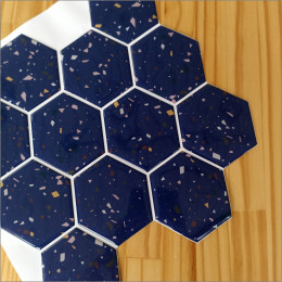 Placa de Pastilha Adesiva Resinada Hexagonal Max Granilite Azul- 30cm x 30cm