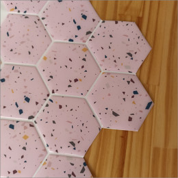 Placa de Pastilha Adesiva Resinada Hexagonal Max Granilite Rose- 30cm x 30cm
