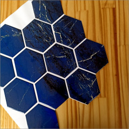 Placa de Pastilha Adesiva Resinada Hexagonal Max Mármore Índigo- 30cm x 30cm