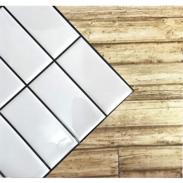 Placa de Pastilha Adesiva Resinada Linear Branco - 30cm x 30cm