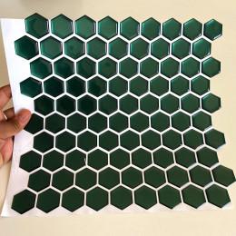 Placa de Pastilha Adesiva Resinada Hexagonal Mini Esmeralda metalizada - 28,5cm x 27cm
