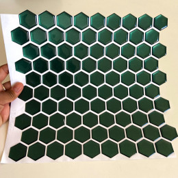Placa de Pastilha Adesiva Resinada Hexagonal Mini Esmeralda metalizada - 28,5cm x 27cm