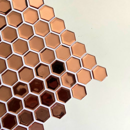 Placa de Pastilha Adesiva Resinada Hexagonal Mini Rose Gold metalizada espelhada - 28,5cm x 27cm