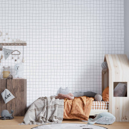 Papel de Parede Quadriculado Grid Cinza