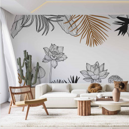 Painel Jardim Real Contorno Preto Fundo Branco