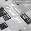 Placa de Pastilha Adesiva Resinada Mosaico Cinza, Preto e Branco - 28,5cm x 31cm - 1