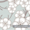Papel de Parede Floral Blossom Azul Acizentado - 1