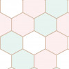 Papel de Parede Colmeia Color Grande Rosa e Menta COM laminação Protetora - 1