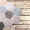 Placa de Pastilha Adesiva Resinada Hexagonal Max Mármore Clássico- 30cm x 30cm - 1