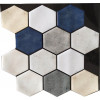 Placa de Pastilha Adesiva Resinada Hexagonal Max Mármore Inverno - 30cm x 30cm - 6