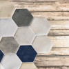 Placa de Pastilha Adesiva Resinada Hexagonal Max Mármore Inverno - 30cm x 30cm - 1