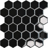 Placa de Pastilha Adesiva Resinada Hexagonal Preto - 30cm x 30cm - 1
