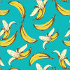 Papel de Parede Banana Fundo Turquesa - 1