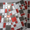 Placa de Pastilha Adesiva Resinada Mosaico Vermelho, chumbo e prata - 28,5cm x 31cm - PRONTA ENTREGA - 3