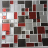 Placa de Pastilha Adesiva Resinada Mosaico Vermelho, chumbo e prata - 28,5cm x 31cm - PRONTA ENTREGA - 1