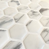 Placa de Pastilha Adesiva Resinada Hexagonal mármore Carrara 30cm x 30cm - 2