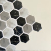 Placa de Pastilha Adesiva Resinada Hexagonal mármore Dark 30cm x 30cm - 5