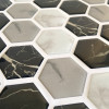 Placa de Pastilha Adesiva Resinada Hexagonal mármore Dark 30cm x 30cm - 2