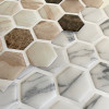 Placa de Pastilha Adesiva Resinada Hexagonal mármore Carrara 30cm x 30cm - 8