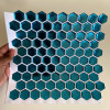 Placa de Pastilha Adesiva Resinada Hexagonal Mini Ciano metalizada - 28,5cm x 27cm - 2