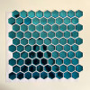 Placa de Pastilha Adesiva Resinada Hexagonal Mini Ciano metalizada - 28,5cm x 27cm - 4