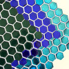 Placa de Pastilha Adesiva Resinada Hexagonal Mini Ciano metalizada - 28,5cm x 27cm - 5