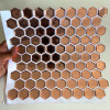 Placa de Pastilha Adesiva Resinada Hexagonal Mini Rose Gold metalizada espelhada - 28,5cm x 27cm - 4